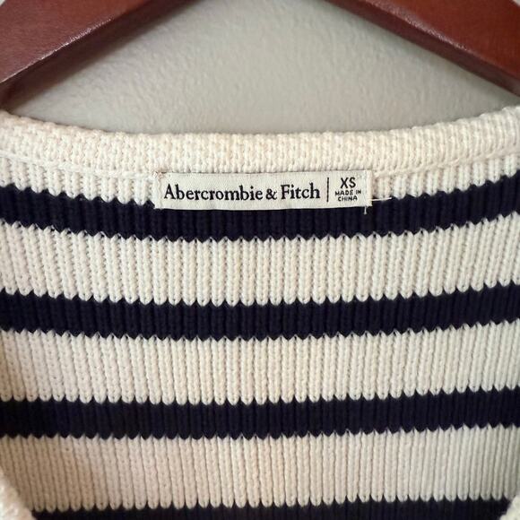 Abercrombie & Fitch NWT Mara Gold Button Up Nautical Stripe Sweater Vest Crop XS - Picture 9 of 14